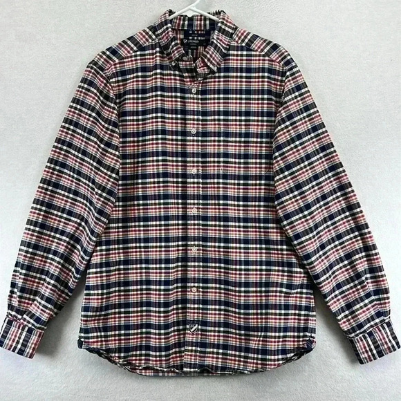 Cremieux Classics Men’s Shirt Sz L Blue White Plaid Button-down 100% Cotton - Picture 1 of 11